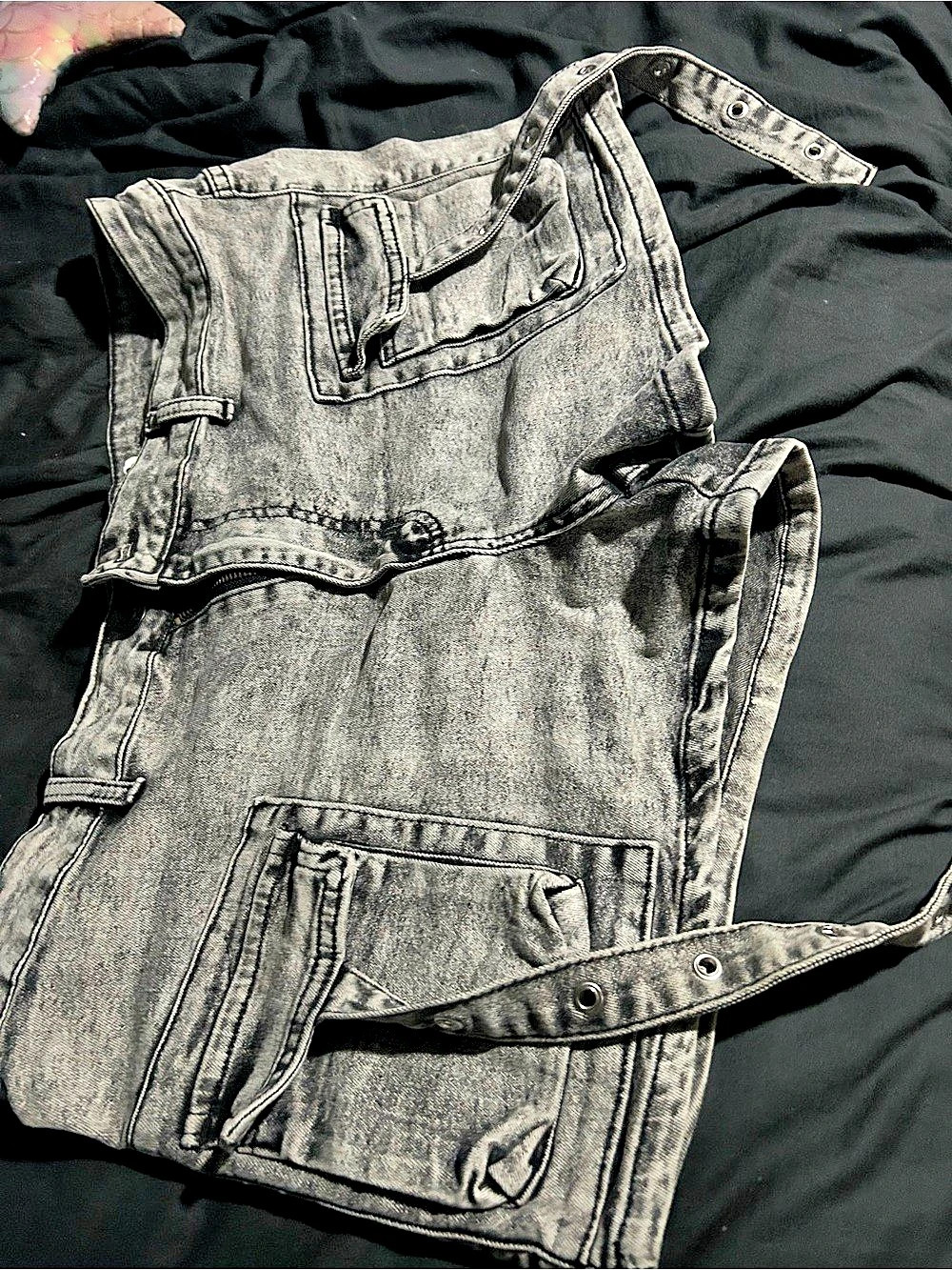 VIP Jeans VIP Acid Wash Denim Cargo Shorts Gray